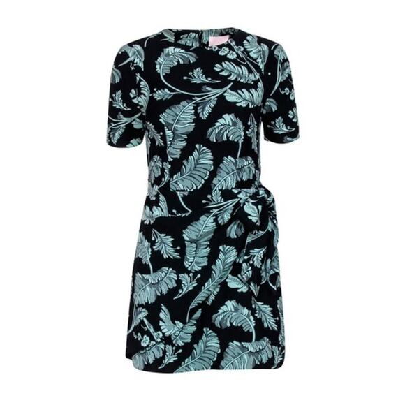 Cinq a Sept Bia Crewneck Tie-side Palm-print Mini Dress - Picture 2 of 9